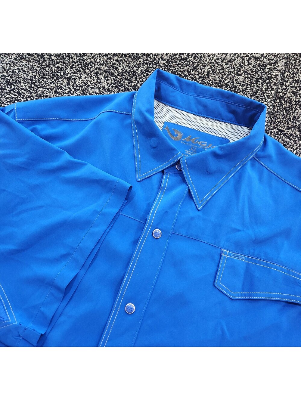 Mojo Sportswear Men’s Blue Button-Down Fishing Vented Shirt Short Sleeve Size XL